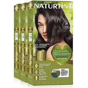 Naturtint Biobased | Ammoniakvrije kleuring | 100% grijsdekking | Plantaardige ingrediënten | Natuurlijke en langhoudende kleur |3N Donkerbruin | Pak van 3