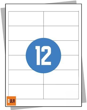 DULA Etiketten - Stickervellen A4 - 12 stickers per vel - 97 x 42,3 mm - 100 vel