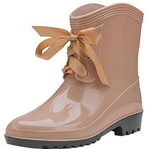 Zyerern Waterdichte Laarzen voor Vrouwen UK Regen Mid-Kuit Korte Buis Water Antislip Plastic Laarzen Bestand Waterschoenen, JH11, Kaki, 4.5 UK Wide