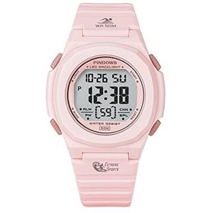 Digitaal horloge voor kinderen jongensmeisjes, 50m waterdichte led sport horloges wekker lichte polshorloge, 12/24 uur formaat,Roze