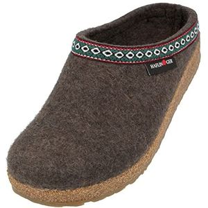 HAFLINGER Grizzly Franzl 711001 vilten pantoffels uniseks, Gemarmerd Bruin, 43 EU