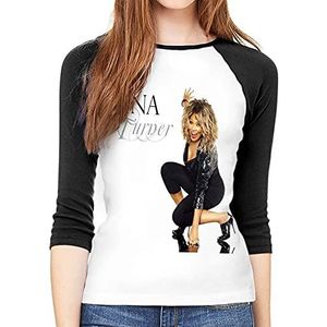 maichengxuan Tina Turner T-shirt dames slank 3/4 mouwen T-shirt grafische top, stijlvolle eenvoudige ronde hals halve mouw, zoals afgebeeld, XL