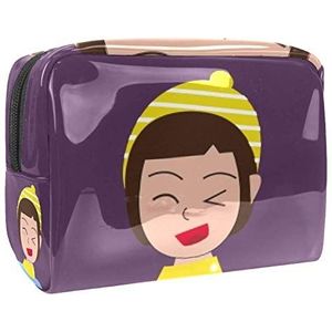 Draagbare make-up tas met rits reizen toilettas voor vrouwen handige opslag cosmetische zakje klein meisje dragen een hoed