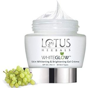 Lotus Herbals WhiteGlow Skin Whitening And Brightening Gel, gezichtscrème met SPF-25, voor alle huidtypes, 40g