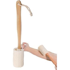 Natuurlijke Exfoliatie Scrubber Stick, Loofah Back Brush met Lange Houten Handvat voor Ouderen