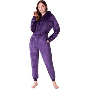 CityComfort Onesies voor dames, zachte comfortabele fleece pyjama, nachtkleding voor vrouwen, pluizige fleece onesie loungewear maten S-XL, Donkerpaars, XL