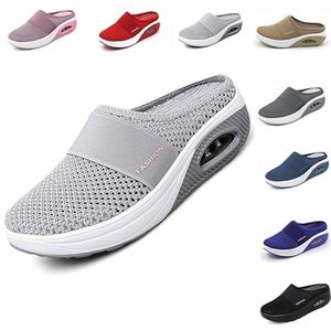 Orthopedische wandelschoenen voor diabetici, wandelschoenen, zonder veters, voor dames, sandalen voor dames, Grijs, 37 EU