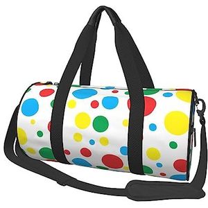 Kleurrijke Polka Dots Gedrukt Ronde Duffel Bag Lichtgewicht Reizen Sporttas voor Mannen Vrouwen, Zwart, Eén maat
