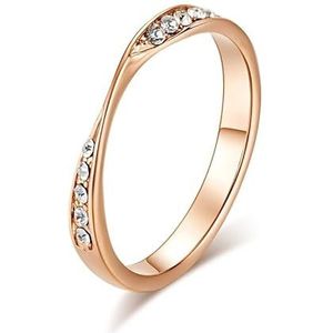 ForTitanium Steel Möbius Ring Ring for koppels Roestvrij stalen handsieradenring for koppels (Color : Pink gold with diamonds, Size : 5#)