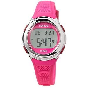Lorus Unisex kinderen digitaal kwarts horloge met siliconen armband R2395NX9, roze, Riemen.