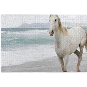 Ontsnappen in de witte paard, puzzel van 1000 stukjes, houten puzzel, familiespel, wanddecoratie