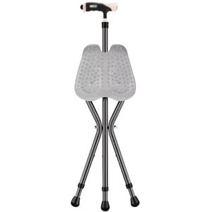 opvouwbare stoel In hoogte verstelbare kruk, rieten kruk, opvouwbare LED-wandelstok 31,5 x 80-90 cm, zwart, bruin, grijs(Gray Color)