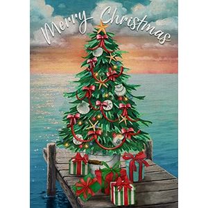 Vlag 30x45cm, Merry Christmas Coastal Xmas Tree Oceaan Zee Boerderij Vlag Grappige Breeze Vlag, Voor Carnaval, Festival