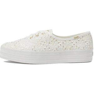 Keds Vrouwen Point Lace Up Sneaker, crème kant vieringen, 7.5 UK, Crème Kant Vieringen, 40.5 EU