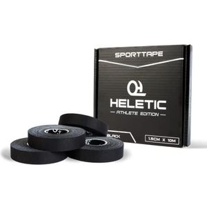 HELETIC Fingertape 4-delige set sporttape 1,5 cm x 10 m Athlete Edition - tape met extra sterke kleefkracht, gemakkelijk afscheurbaar & waterafstotend (zwart)