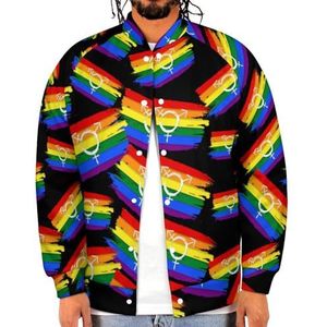 Aquarel Regenboog Spectrum Vlag Grappige Mannen Baseball Jacket Gedrukt Jas Zachte Sweatshirt Voor Lente Herfst