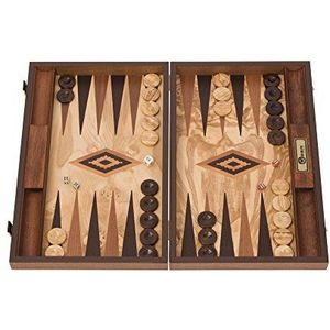 Backgammon - Luxe - Prachtige kist Olijboom Marquetery Design Inlay - Handgemaakt Griekenland - Superluxe - Prachtige kist met metalen sluiting - Denkspel