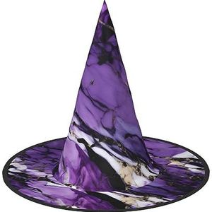 ZISHAK Marmeren paarse Halloween heksenhoed voor vrouwen,Ultieme feesthoed voor het beste Halloween-kostuumensemble