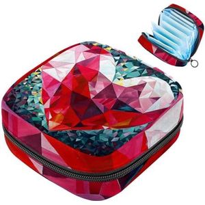 MUOOUM Romantische Geometrie Liefde Hart Maandverband Opbergtas Menstruatie Pad Tas Draagbare Menstruatie Cup Pouch met Rits voor Tiener Meisjes Vrouwen Dames
