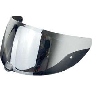 Motorhelm vizier lens, Helmvizier, helmschild for i70/i10/HJ-31 helmen UV-bescherming Winddicht Motohelmvizier Schild Helmaccessoires (transparant)(Silver)