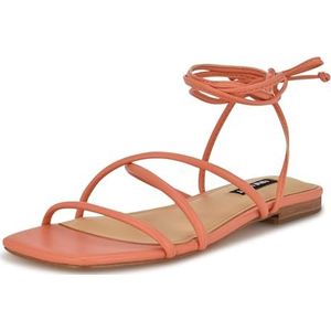 Nine West Mikila platte sandaal voor dames, Oranje 800, 35.5 EU