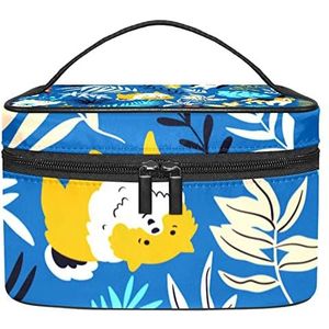 Blauwe hond make-up organizer tas, reismake-up tas organizer case draagbare cosmetische tas voor vrouwen en meisjes toiletartikelen, Meerkleurig, 22.5x15x13.8cm/8.9x5.9x5.4in