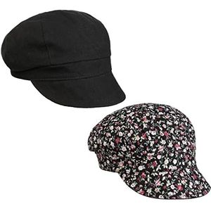 Lipodo Millefleurs Omkeerbare Pet Dames - visor muts met klep baker boy cap voor Lente/Zomer - M (55-56 cm) zwart
