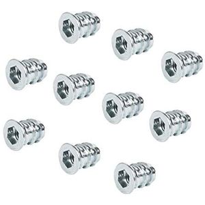 Gedotec Inschroefmoeren metalen schroefdraadinzetstuk bevestigen, inpersmoer bevestiging, M4 x 8 mm, inschroefmoffen met afdekrand, verzinkt staal, binnenzeskant, 100 stuks - schroefdraadmof voor hout