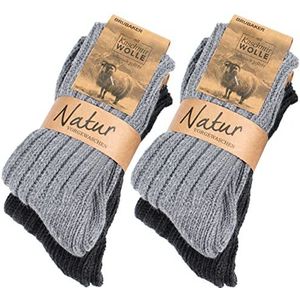 BRUBAKER 4 Paar Dames- of Herensokken van Kasjmier - Warme Sokken met 48% Schapenwol en 40% Kasjmier - Grijs EU43-46