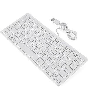 Yencoly toetsenbord voor laptop, 78 toetsen, mini-toetsenbord, bekabeld, USB, ultradun, voor computer, desktop, laptop, pc, muziek, mini-toetsenbord (wit)