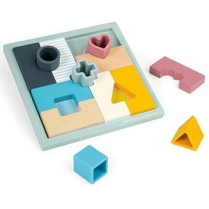 Bigjigs Toys - Mosaik-Puzzle-2-in-1-Holzrätsel und Formpassungsspiel, Babykind-Puzzle, nachhaltige Holzstücke mit 100% Silikonformen, Montessori-Spielzeug, Geschenke für 1 2 3 Jahre alt