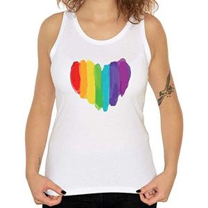 Iprints LGBT Rainbow Heart Pride Graphic Women's Tank Top T-shirt - - X-Large
