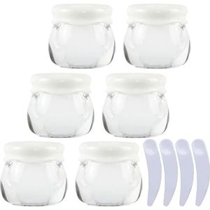 Cosmetische potten, Pak van 6, lege roze 10 ml plastic cosmetische potten containerpot lippenbalsem lotion opslagcontainer gezichtscrème reisfles + 4 x spatel(Clear)