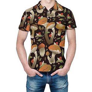 Herfst Forest Mushroom Heren Korte Mouw Shirt Golfshirts Regular-Fit Tennis T-Shirt Casual Business Tops