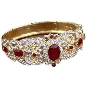 Gouden Kleur Marokko Crystal Bangle Armband Voor Vrouwen Bruid Bruiloft Banket Sieraden Arabische Manchet Armband, Kristal, Witte diamant