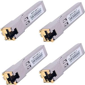 4PCS 1000BASE-T Gigabit SFP naar RJ45 Koper Ethernet Modulaire Zendontvanger voor Cisco, Meraki, Ubiquiti, D/TP Link, Supermicro, Netgear, Broadcom, 1.25G SFP-T CAT5E/CAT6 tot 100m Mikrotik S-RJ01