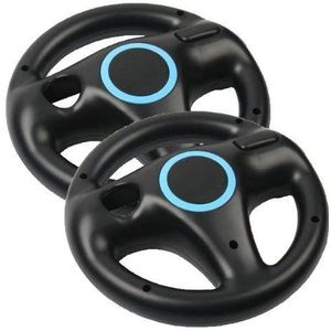 AMEEGO Stuurwiel Design Stand Mario Kart Racing Game Stuurwiel Stand Voor Wii Game Controller 2 STKS (zwart)
