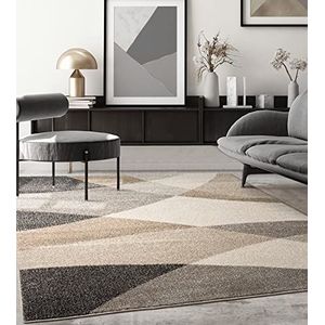 the carpet Pearl Tapijt, modern, laagpolig, voor woonkamer, slaapkamer, contour, geometrische patronen, golvend patroon, beige, 160 x 220 cm