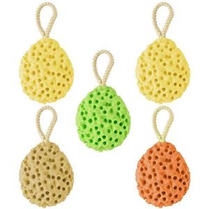 Dadabig 5 stuks douchebadspons, natuurlijke babydouchespons, lichaamsreiniging, zacht, hydrofiele badsponzen met koord, voor kinderen, vrouwen en heren, voor spa-peeling, baden (3 kleuren)