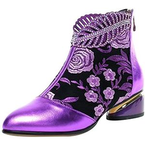 ARTRAY Dames puntige borduurwerk korte enkellaarzen met rits dames biker laarzen dames wandelschoenen mode waterdichte gevechtslaarzen dames casual smart party schoenen booties grappige geschenken,
