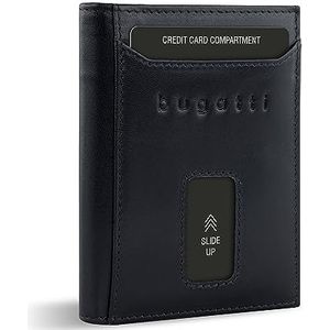 bugatti Secure Slim Mini Leren portemonnee, RFID-bescherming, kaarthouder, zwart