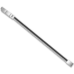 Police - Dubbele Impact - Armband - Roestvrij Staal - Tijgeroog Kralen