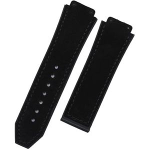 LUGEMA 25 Mm * 19 Mm Kwaliteit Horlogeband Rubberen Lederen Band Vervanging Compatibel Met Hublot Horlogeband 22 Mm Vouwgesp Accessoires For Fusion (Color : Black, Size : Without Buckle)