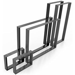 NOGGI : 2 metalen tafelpoten (50x100 cm - zwart - Hoge tafel) | Vierkante tafelpoten | Meubelpoten voor je DIY tafelproject | Moderne stalen tafelpoten met vierkant profiel