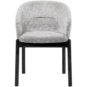 Glam_ee Dory fauteuil, Made in Italy design, structuur in zwart gelakt essenhout, zitting en rugleuning in lichtgrijze Aquaclean-stof