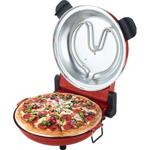 Sirge Pizzaoven 1200 W, 400 graden, vuurvaste steen van email, krasbestendig, 30 cm, accessoires inbegrepen, timer 15 min, rood