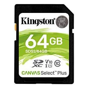Kingston 64GB SDHC Canvas Select Plus 100MB/s Lezen Klasse 10 UHS-I U1 V10 geheugenkaart met frustratievrije verpakking (SDS2/64GBET)