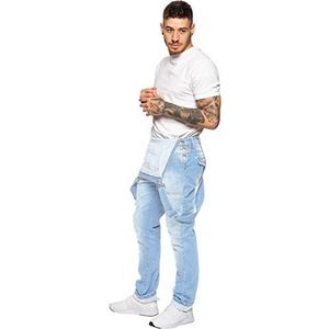 Heren Denim Jeans EZD390 Designer Katoen Tuinbroek Overalls Heavy Duty Taille Maten 30-50, Bleekmiddel, 34W / 32L