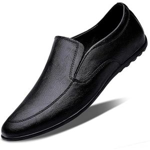 Loafers for heren Ronde neus Veganistisch leer Effen kleur Rijdende loafers Antislip Lichtgewicht Comfortabel Feest Casual instapper (Color : Black, Size : 41 EU)