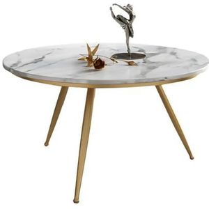 Witte ronde salontafel set van 2, moderne stapelbare accent cocktailtafel set met marmeren blad en metalen poten anti-roest sofa tafel voor slaapkamer woonkamer kantoor (kleur: wit a, maat: 80x8